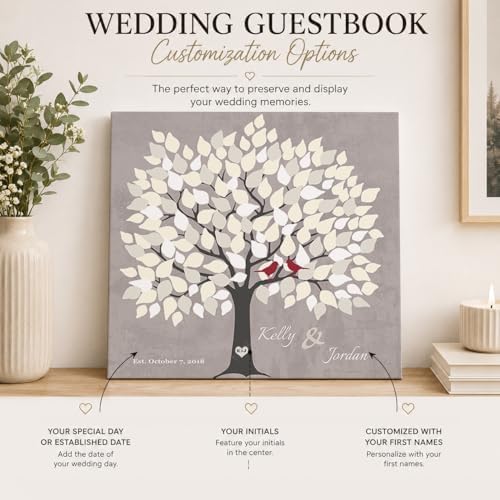 MuralMax Personalized Wedding Signing Tree Canvas Guest Book Wall Art - Image 3