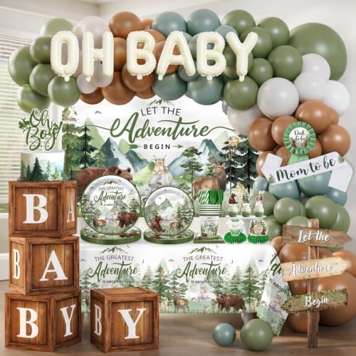 288PCS Cocomigo Let The Adventure Begin Baby Shower Kit for 25 Guests by cocomigoPartyHome
