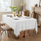 Boho Crochet Cotton Lace Tablecloth Rectangle 52 x 120 Inch Ivory - Image 2