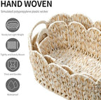 Set of 2 Scalloped Baskets, Small Wicker Baskets for Gifts, Beige - Image 6