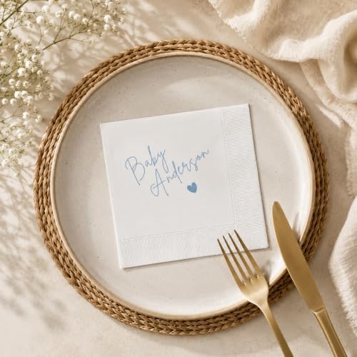 Personalized Baby Shower Napkins, Luncheon or Dinner Napkins, Custom Name Party Decor, Gifts Decorations for Baby Boy Girl, Gender Reveal Party Supplies #1 - Image 2