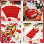 60 Pcs Red Linen-Feel Paper Napkins with Built-in Flatware Pocket, Pocket Linen Napkin Prefolded Cloth Like Paper Napkin Bulk for Anniversay Silverware Birthday Bathroom Wedding Party (Pack of 3) - Image 7
