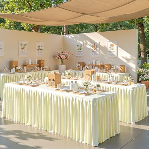 Champagne Satin Tablecloths Rectangle 6FT, Glitter Fitted Stretch Table Covers Wrinkle-Free Floor Length Shimmer Table Skirt for Weddings Parties Baby Shower Banquets Vendor Events - Image 4