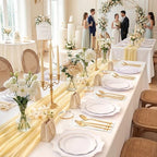 WDF 350PCS White and Gold Plastic Plates - Gold Plates Disposable 50Guest Plastic Dinnerware Ideal for Party/Wedding/Birthday - Image 3