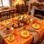 Yellow and Orange Plastic Party Plates Set for Fall Thanksgiving Serves 50 - Image 2