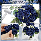 12 Bundles Royal Blue Artificial Peonies Silk Flowers Bulk - Image 6