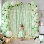 10×10ft Green Tulle Backdrop Curtain with Lights String for Parties, Sheer Photo Curtain Backdrop Drapes for Wedding Party Photography Backgrounds - Image 3