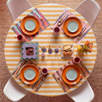 Tudomro Striped Tablecloth, Round, Mustard, Ivory, 60'' X 60'' - Image 5