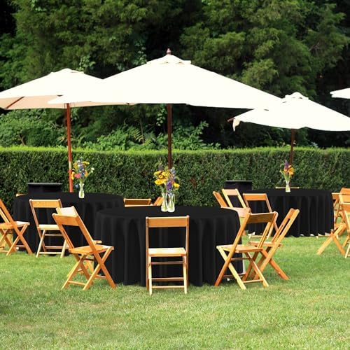 sancua Black Round Tablecloth 132 Inch Fit 54-96 Inch Tables, 6 Pack - Image 3