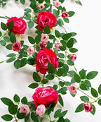2 PCS 12FT Bendable Flower Garland, Fake Rose Vine for Home Decor,Fuchsia - Image 5