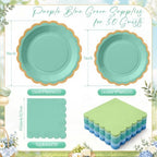 Zhehao 150 Pcs Blue Green Paper Plates Napkins Serves 50 - Image 3