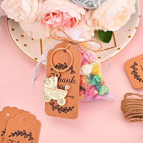 50 Pieces Baby Carriage Shape Keyring/keychain for Baby Boy or Girl Shower,Gender Reveal Party Decorations,Game Prizes, Favors,Gift,Decor,Souvenirs to Guests Bulk with Thank You Tags and Gift Bags - Image 6