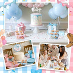Funnymoom 24 Sets Baby Shower Bottles Favors for Guests Glass 100 ml Milk Jar with Ribbons and Stickers Decorations for Gender Reveal Newborn Centerpiece Party Favor(Pink & Blue,Team Bows & Boots) - Image 6