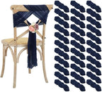 50 PCS Cheesecloth Chair Sashes Bows Wedding Aisle Decorations Chair Ribbon Ties Back Sash for Wedding Party Events Banquet Chair Cover Decoration (Navy Blue) by Lumaycens
