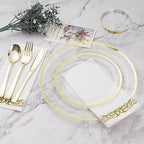 BESTVIP 700 PCS Clear Gold Plastic Plates and Silverware Set Disposable - Image 2