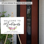 Andaz Press Personalized Large Canvas Baby Shower Welcome Sign, 16 x 20 Inches, Fuchsia Purple Florals, Guestbook Alternative, Custom Baby Shower Sign, for Floral Baby Shower, Baby Sprinkle Theme - Image 3