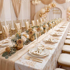LIYH White Gold Rim 150 Pcs Heavy Duty Plastic Plates Silverware Wedding - Image 6