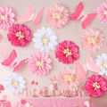 Havawish 16 Pcs Giant Pink Butterfly & Daisy Paper Flowers Hanging Set by Havawish