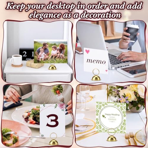 MorningRo 24 Pcs Table Number Stands, Metal Place Card Holders, Gold - Image 6