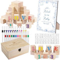 114Pcs Baby Shower Blocks Game Kit, 52 Wooden Blocks, 24 Paint Markers by WSICSE