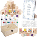 114Pcs Baby Shower Blocks Game Kit, 52 Wooden Blocks, 24 Paint Markers by WSICSE