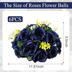 6 PCS Navy Blue Roses Flower Balls for Centerpieces - Image 2