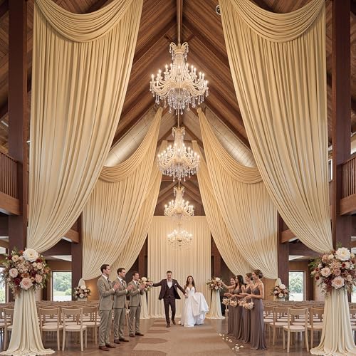 10x16 ft Champagne Backdrop Curtains for Weddings, Birthdays and Photos - Image 3