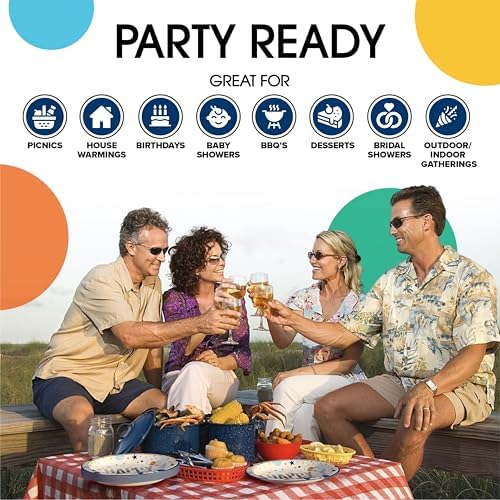 Party Solids Blue Happy Birthday Plates Paper Plates Disposable Heavy Duty 200 Pcs - 100-7 & 100-9 Disposable Plates for Party Heavy Duty 350 GSM for Birthday Supplies - Image 6