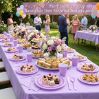 Tinybee 352 Pcs Lilac Plastic Plates, Disposable Dinnerware Set for 50 - Image 6