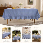 Romanstile Gingham Ruffled Tablecloth Rectangle, 60 x 84 Inch, Blue - Image 6