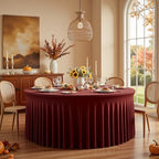 2 Pack 132inch Burgundy Round Tablecloth, Circle Stretch Table Cloths for 6 FT Tables, Wrinkle Free Round Table Skirt for Wedding Birthday Photography Party Social Events Engagement Party Decoration - Image 6