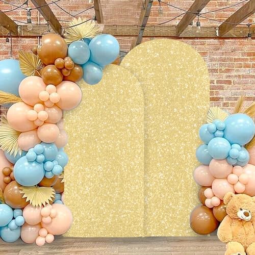 MODFUNS Gold Sequins Arch Cover Shimmer Arch Covers 6ft 6.6ft 7.2ft Spandex Arch Cover Double Used Wedding Arch Cover Set Vintage Shiny Arch Stand Cover for Wedding Ceremony Party Decoration - Image 5