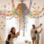 Macaron Pastel Paper Chain & Mirror Star Garland Kit with Double-Sided Tape, Pre-Cut 10 Colors Strips. Ideal for Birthday, Baby Shower, Wedding & Party Decor. (800, 1 x 8.27 Inches) - Image 7