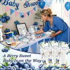 145 Pieces Blueberry Baby Shower Favors for Guest BlueBerry Sweet Baby Ballpoint Pens and Keychains Gifts Bulk Retractable Baby Shower Pens Gender Reveal Greeting Cards Souvenirs Prizes - Image 5