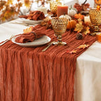 8 Pack Terracotta Cheesecloth Table Runner 120 Inch Boho Wedding Decor by Fixwal