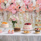 10x10ft Pink Rose Flower Wedding Photography Backdrop Spring Floral Photography Backdrop Valentine's Day Mother's Day Girl Birthday Baby Shower Wedding Bridal Party Banner Photo Booth Props Background - Image 2