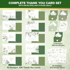 Decorably 100 Pack 6x4in Gold-Foiled Sage Green Thank You Cards - Image 2