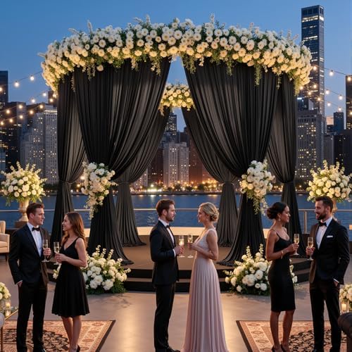 20ftx12ft Black Backdrop Curtain for Wedding Party 4 Panels 5×12FT Tall - Image 6