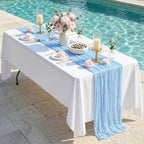 20 Pack Baby Blue 17 x 108 Inch Cheesecloth Table Runner - Boho Gauze Sheer Fabric for Wedding Baby Shower Party Home Decor - Image 3