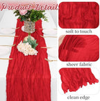 8 Pack Red Cheesecloth Table Runners 20x120 Inch Gauze Table Runner 10FT Easter Cheese Cloth Table Runner Rustic Sheer Runner for Wedding Baby Shower Birthday Party Table Decor - Image 3