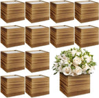 Suzile 12 Set Wooden Box Centerpiece, 4 Inch Square Planter Vase by Suzile