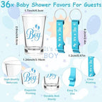 36 Sets Baby Shower Favors Shot Glasses It's a Boy Acrylic Shot Glasses with Bottle Opener Keychain Card Organza Bag Boy Girl Theme Party Thank You Return Gift for Guests Gender Reveal - Image 2