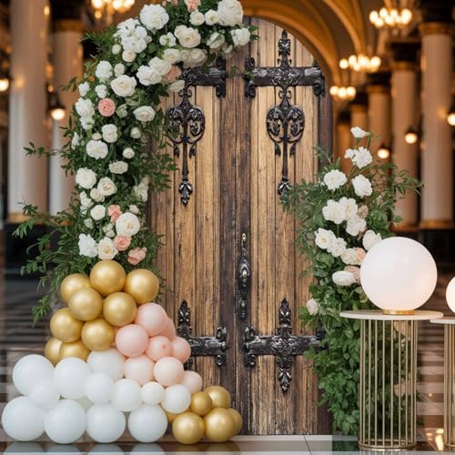 Wooden Door Arch Backdrop Cover 7.2 FT, Barn Door Wedding Arch Cover Stretchy Backdrop Stands Covers for Birthday Party Ceremony Banquet Decor - Image 4