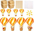 8 Sets Hot Air Balloon Decorations with Led Light,11.8" Baby Shower Centerpieces For Tables Paper Lantern Baby Boy Shower Decorations With Basket For Gender Reveal Birthday Wedding Party (Orange) by Palmhill