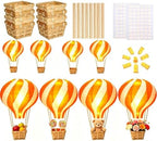 8 Sets Hot Air Balloon Decorations with Led Light,11.8" Baby Shower Centerpieces For Tables Paper Lantern Baby Boy Shower Decorations With Basket For Gender Reveal Birthday Wedding Party (Orange) by Palmhill