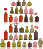 36Pcs Bud Vases Set Small Vintage Glass Bottles Bud Vases in Bulk Multiple Shape Cute Glass Vases for Rustic Wedding Centerpieces Table Decorations and Home Decor (Multicolor) by JALANCY