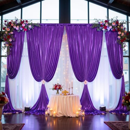 50x10ft Shimmer Purple Sequin Backdrop Curtain for Parties,Thick Wrinkle Free Glitter Backdrop Drapes Purple Photo Back Drop Curtains for Birthday Wedding Party Photography Background-10 Panels 5x10ft - Image 5