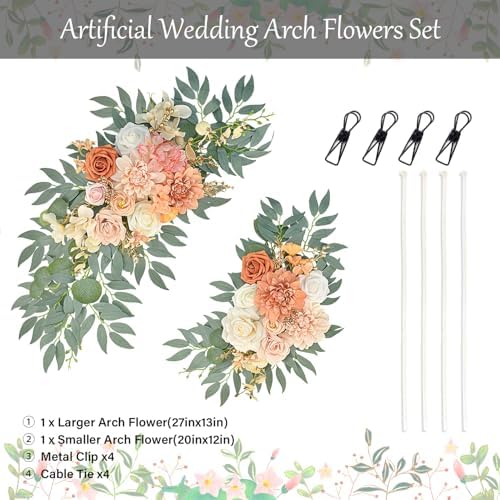Burnt Orange Fall Wedding Arch Flowers Set of 2 - Image 2