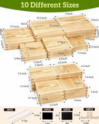 10PCS Pine Wooden Nested Buffet Risers with Mini Signs - Image 2