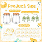 Funnymoom 24 Sets Baby Shower Bottles Favors for Guests Glass 100 ml Milk Jar with Ribbons and Stickers Decorations for Gender Reveal Newborn Centerpiece Party Favor(Sage Green,Baby) - Image 3